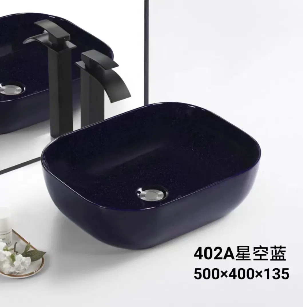 Ceramic Sanitary Ware Bathroom Sinks Round Shape Table Top Wash Basin for Hotel