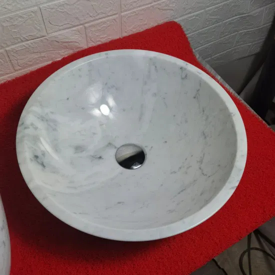 High End China Wholesale Bathroom Vanity Furniture Washstand White Marble Stone Basin Sink