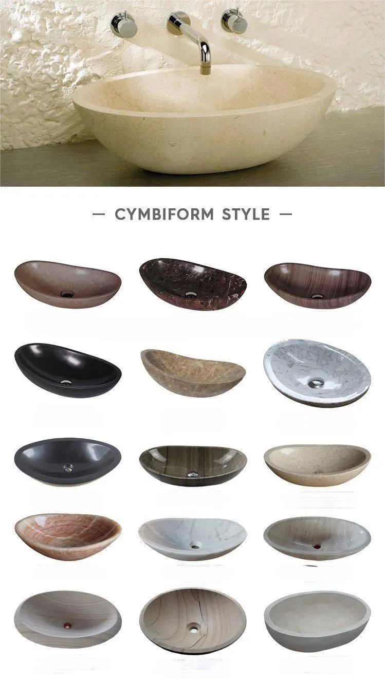 Different Stone Basin Vessel Bathroom Counter Top Marble Sink