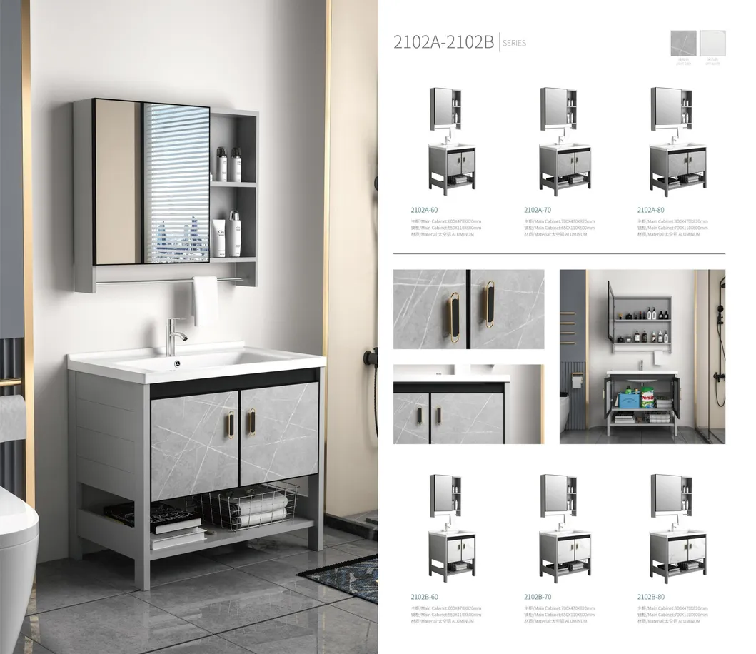 Modern Style Home Furniture Sanitary Ware Water Resistant Aluminum Cabinet Set Bathroom Vanity