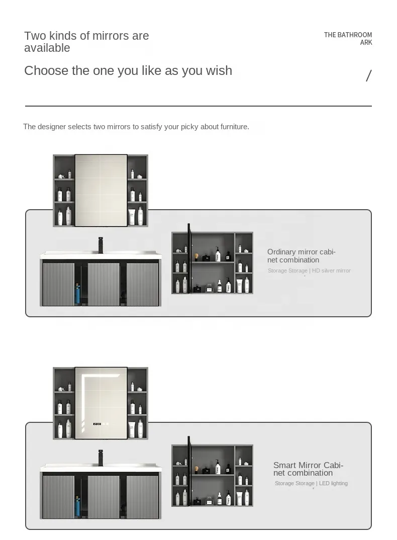 Modern Style Home Furniture Sanitary Ware Water Resistant Aluminum Cabinet Set Bathroom Vanity