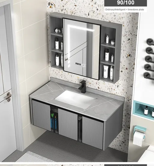 Modern Style Home Furniture Sanitary Ware Water Resistant Aluminum Cabinet Set Bathroom Vanity