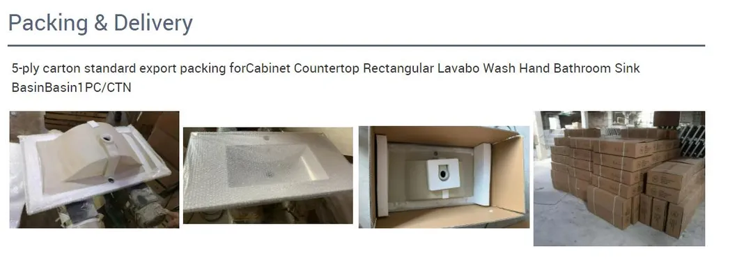 Ceramic Lavatory Wash Basin Rectangle Undermount Thin Edge Vanity Top Single Cabinet Bathroom Sink Wash Basin