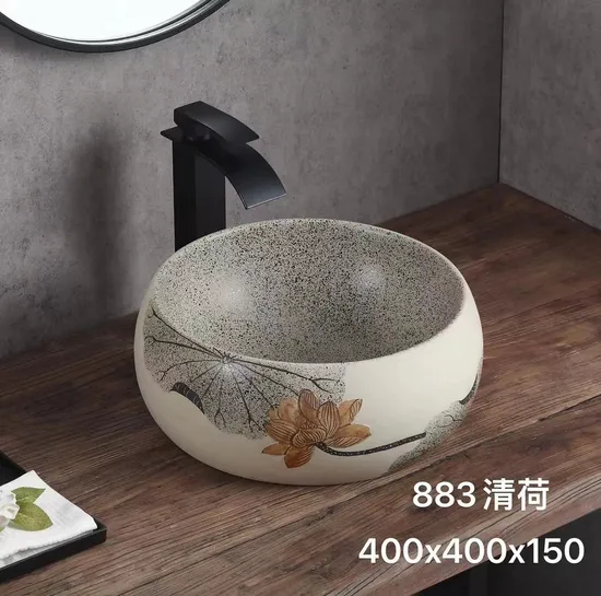 Sanitary Ware Matt Black Counter Porcelain Ceramic Bathroom Vessel Vanity Sink