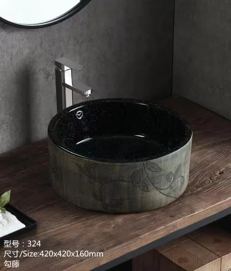 Rectangle Round Gold Wash Above Counter Home Hotel Restaurant Washroom Bathroom Sinks