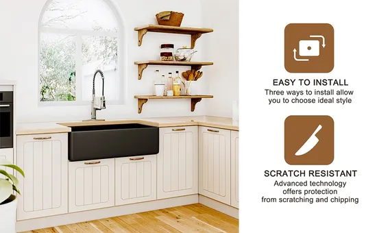 China Wholesale 30-Inch Kitchen Sink Fireclay Apron -Front Farmhouse Deep Black Farmhouse Sink
