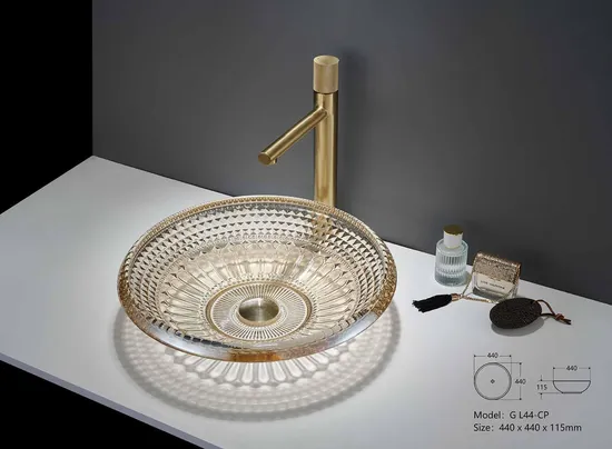 Hot Sale Luxury Decorative Modern Designs Tempered Bathroom Hand Art Wash Basin Glass Bowl Sink