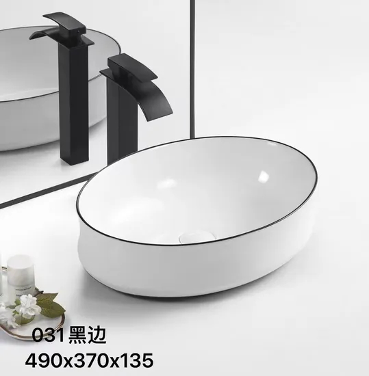 New Design High Quality Modern Ceramic Art Wash Basin Above Counter Bathroom Sink