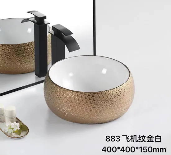 Ceramic Sanitary Ware Bathroom Sinks Round Shape Table Top Wash Basin for Hotel