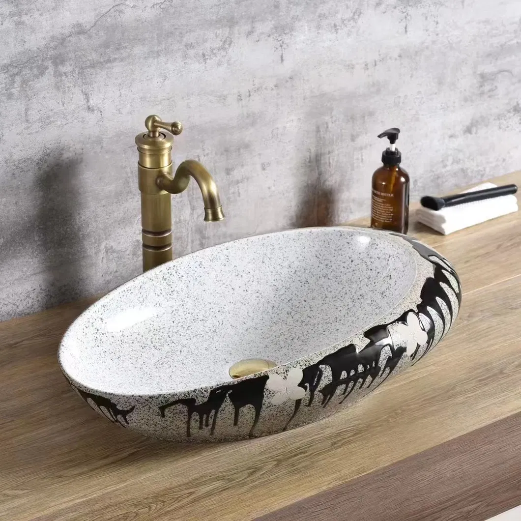 Ceramic Sanitary Ware Bathroom Sinks Round Shape Table Top Wash Basin for Hotel