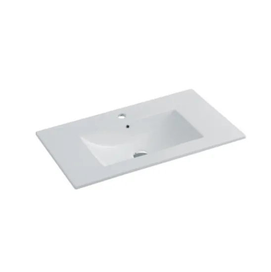 Ceramic Lavatory Wash Basin Rectangle Undermount Thin Edge Vanity Top Single Cabinet Bathroom Sink Wash Basin