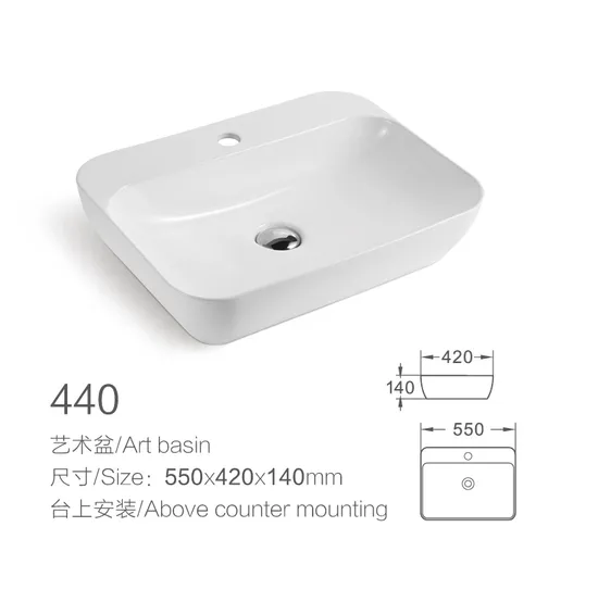 Sanitary Ware Ceramic Bathroom Fashion Wash Basin Rectangular Countertop Sink