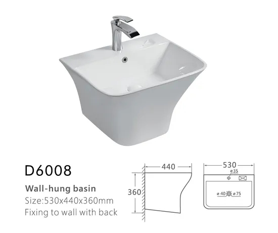 Sanitary Ware Bathroom Ceramic Sink Wall Hung Lavabo Wash Basin