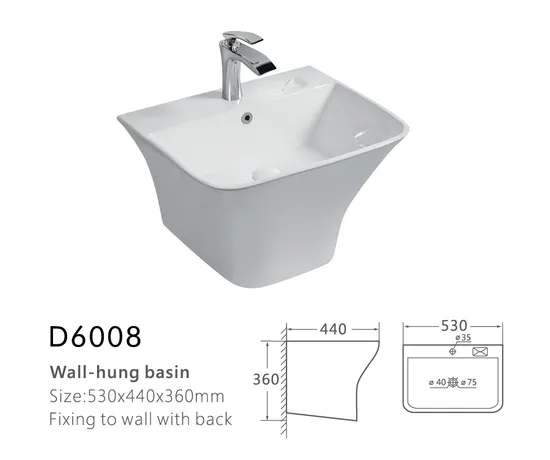 Sanitary Ware Bathroom Ceramic Sink Wall Hung Lavabo Wash Basin