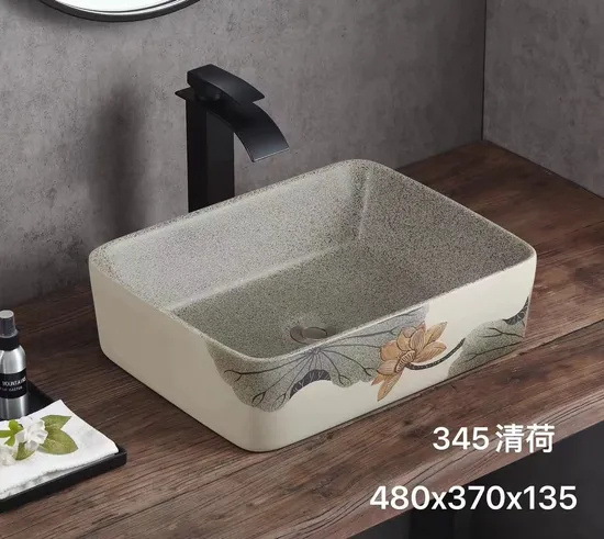 Sanitary Ware Matt Black Counter Porcelain Ceramic Bathroom Vessel Vanity Sink