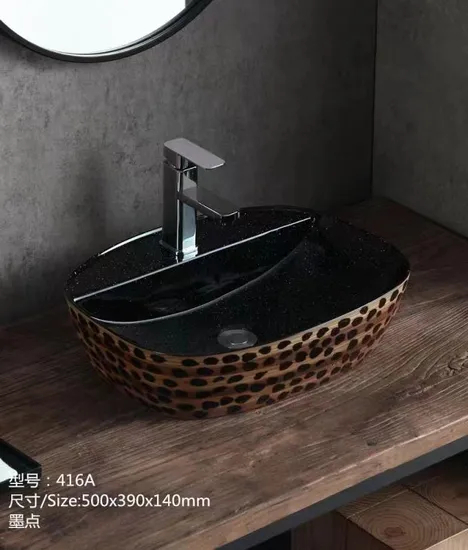 Rectangle Round Gold Wash Above Counter Home Hotel Restaurant Washroom Bathroom Sinks