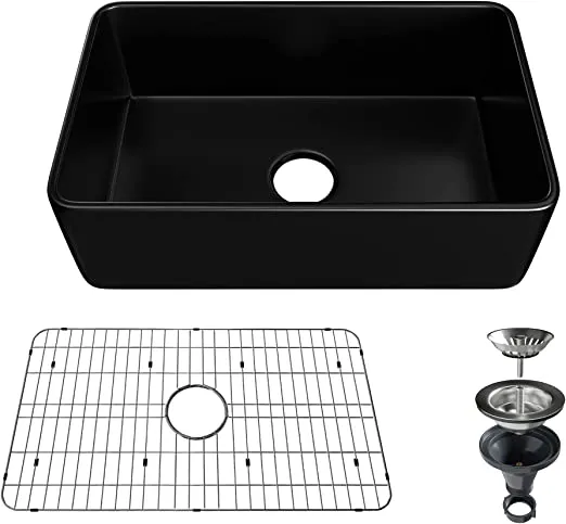 China Wholesale 30-Inch Kitchen Sink Fireclay Apron -Front Farmhouse Deep Black Farmhouse Sink