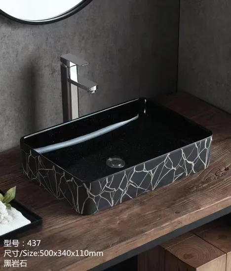 High Quality Modern Art Basin Ceramic Black Bathroom Sink Counter Top Hand Wash Basin