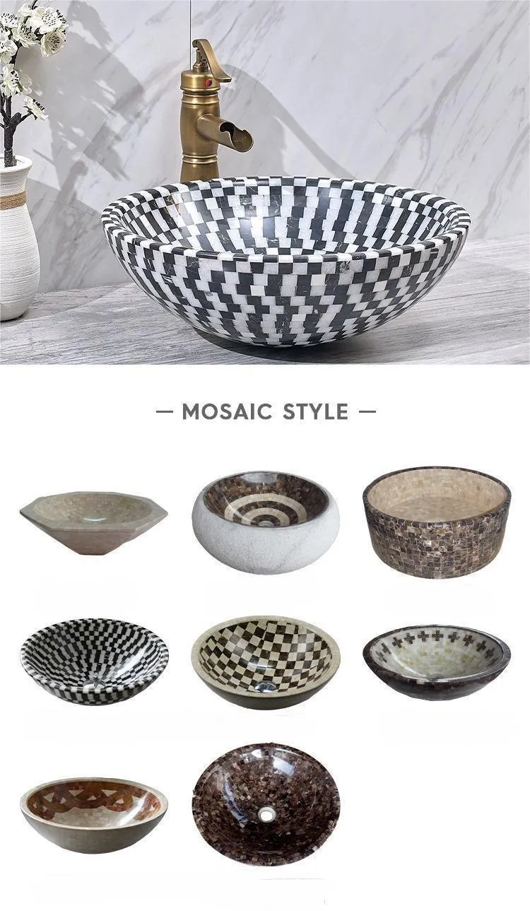 Different Stone Basin Vessel Bathroom Counter Top Marble Sink