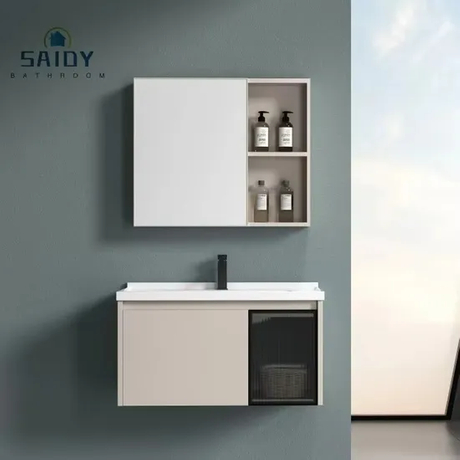 Wholesale Luxurious Mirror Cabinet PVC Washbasin Bathroom Storage Vanity Cabinet