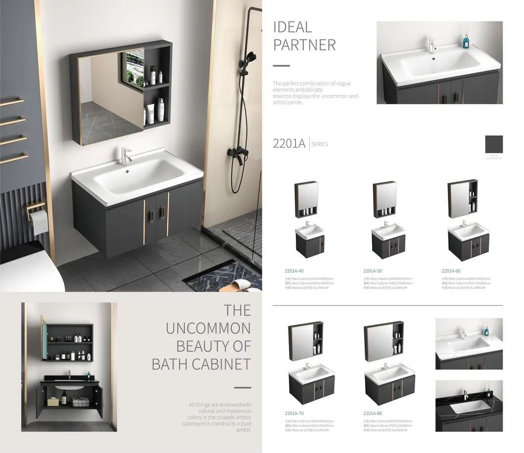 Modern Style Home Furniture Sanitary Ware Water Resistant Aluminum Cabinet Set Bathroom Vanity