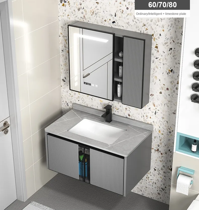 Modern Style Home Furniture Sanitary Ware Water Resistant Aluminum Cabinet Set Bathroom Vanity