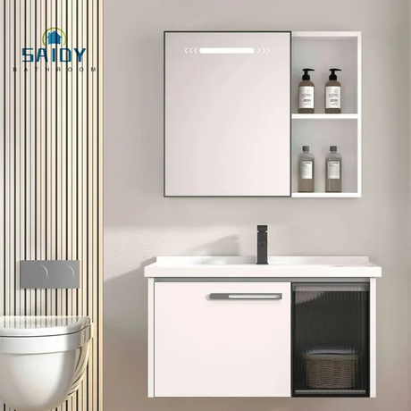 Latest Washbasin Bathroom Products Home Bathroom Furniture Set Wall Mounted Modern Mirror Cabinet PVC Floating Vanity