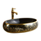 High Quality Luxury Modern Art Basin Sanitary Ware Ceramic Gold Black Bathroom Sink Counter Top Hand Wash Basin