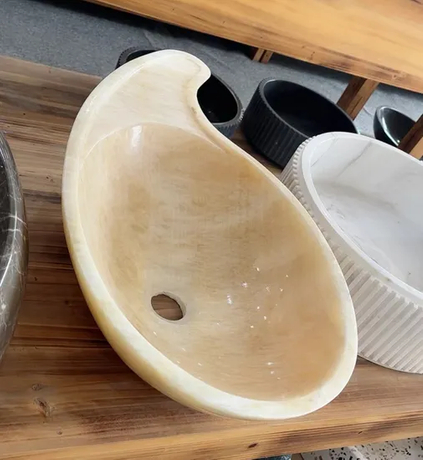 Customized Luxury Irregular Shaped White Marble Basin Sink