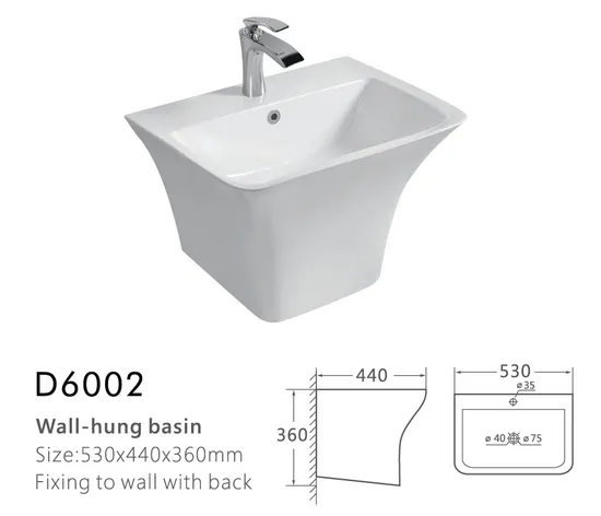 Sanitary Ware Bathroom Ceramic Sink Wall Hung Lavabo Wash Basin
