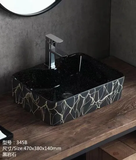 Rectangle Round Gold Wash Above Counter Home Hotel Restaurant Washroom Bathroom Sinks