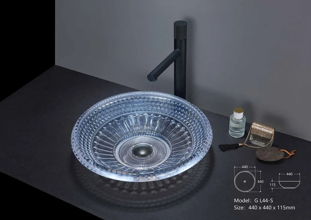 Hot Sale Luxury Decorative Modern Designs Tempered Bathroom Hand Art Wash Basin Glass Bowl Sink