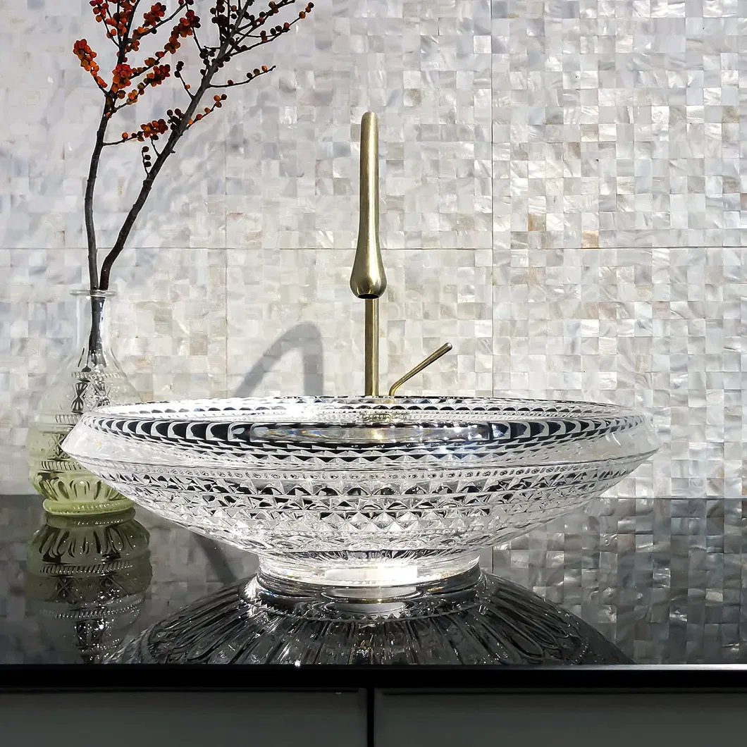 Hot Sale Luxury Decorative Modern Designs Tempered Bathroom Hand Art Wash Basin Glass Bowl Sink