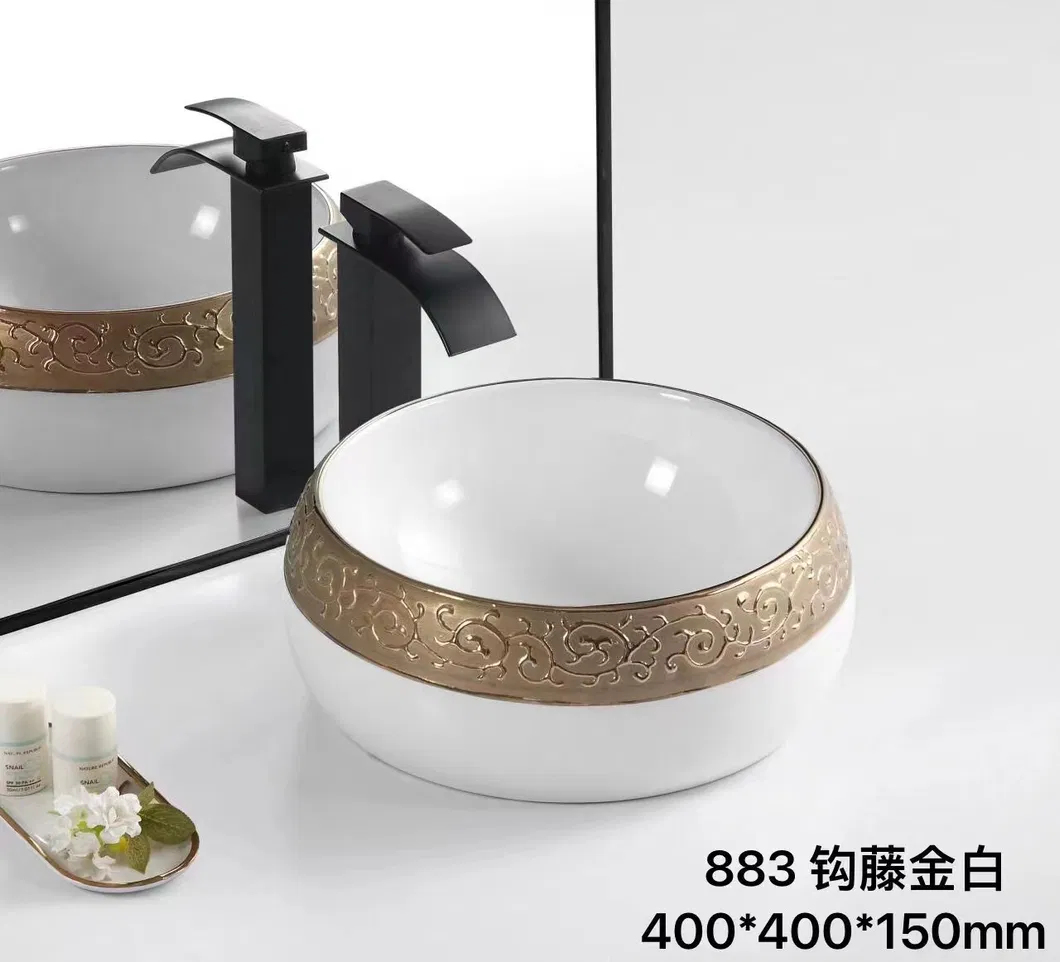 China Wholesale Modern Lavatory Sanitary Ware Round Countertop Ceramic Hand Wash Basin Bathroom Sink