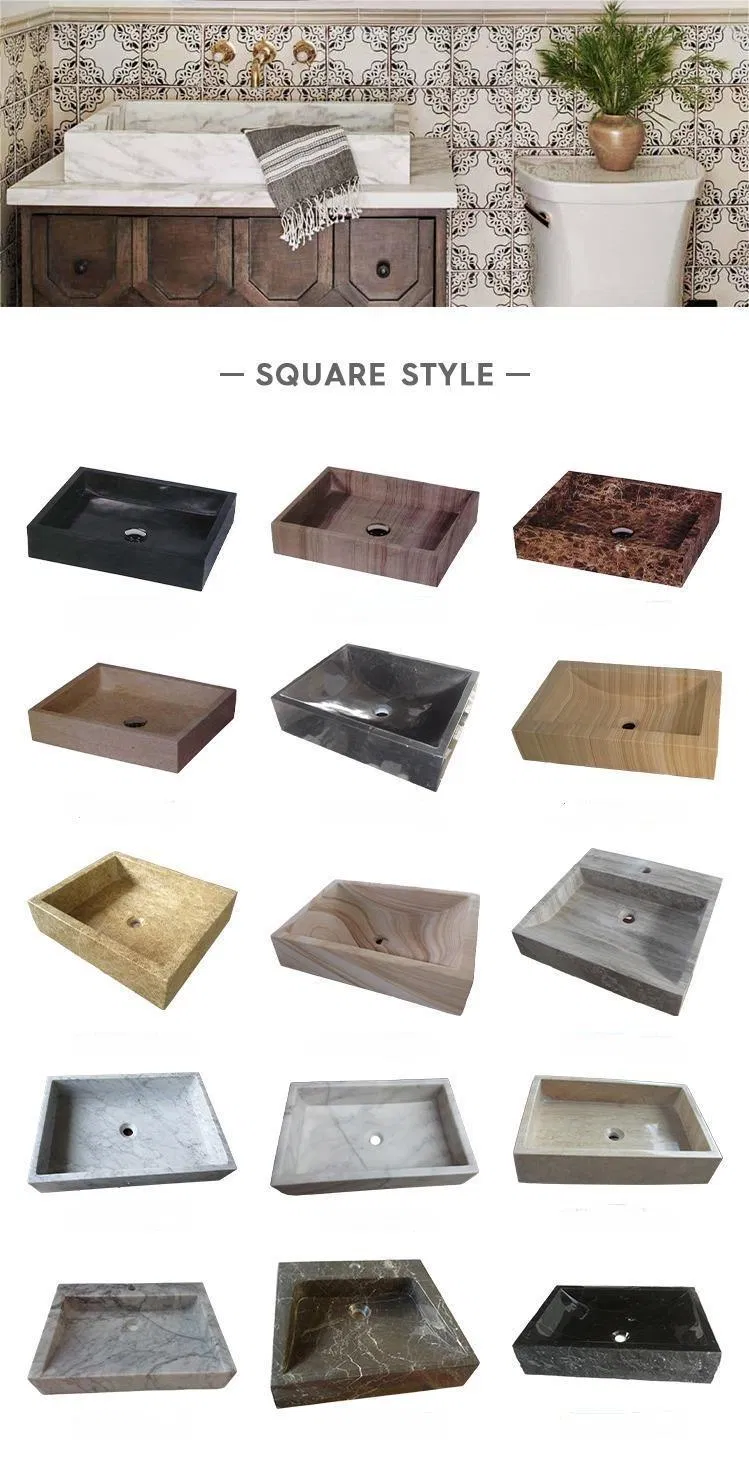 Different Stone Basin Vessel Bathroom Counter Top Marble Sink