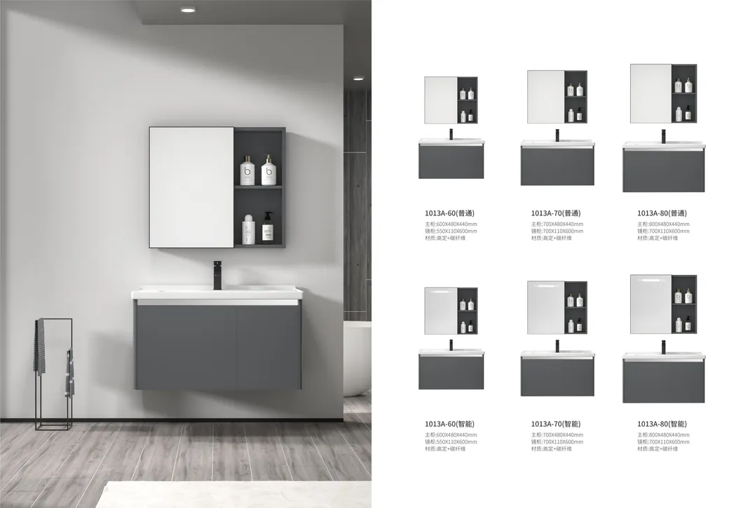 New Design Beautiful Bathroom Furniture Washbasin Cabinet with Ceramic Basin New Color PVC Bathroom Vanity
