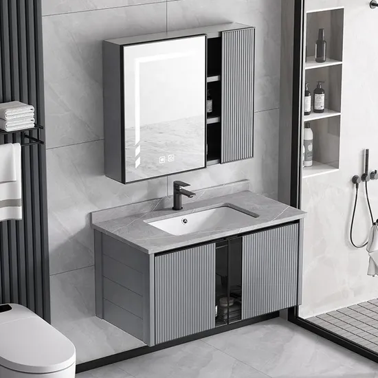 Modern Style Home Furniture Sanitary Ware Water Resistant Aluminum Cabinet Set Bathroom Vanity