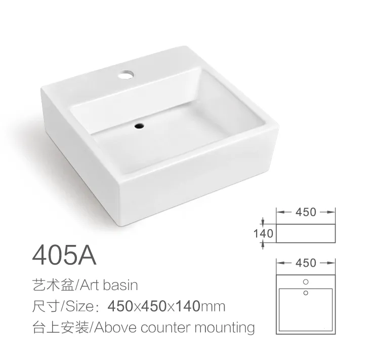 Sanitary Ware Ceramic Bathroom Fashion Wash Basin Rectangular Countertop Sink