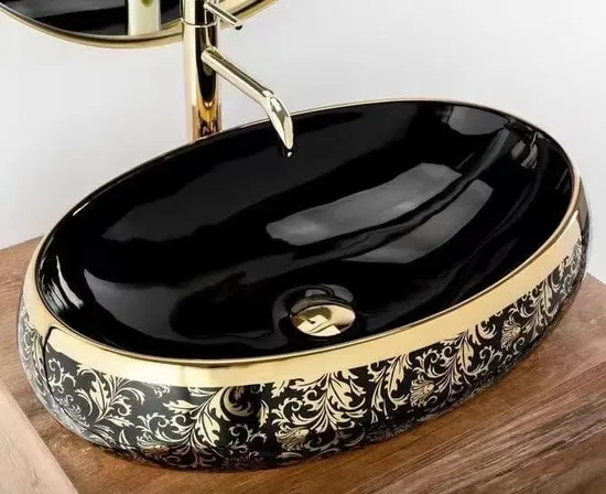Luxury Modern Gold Ceramic Bathroom Sink Basin