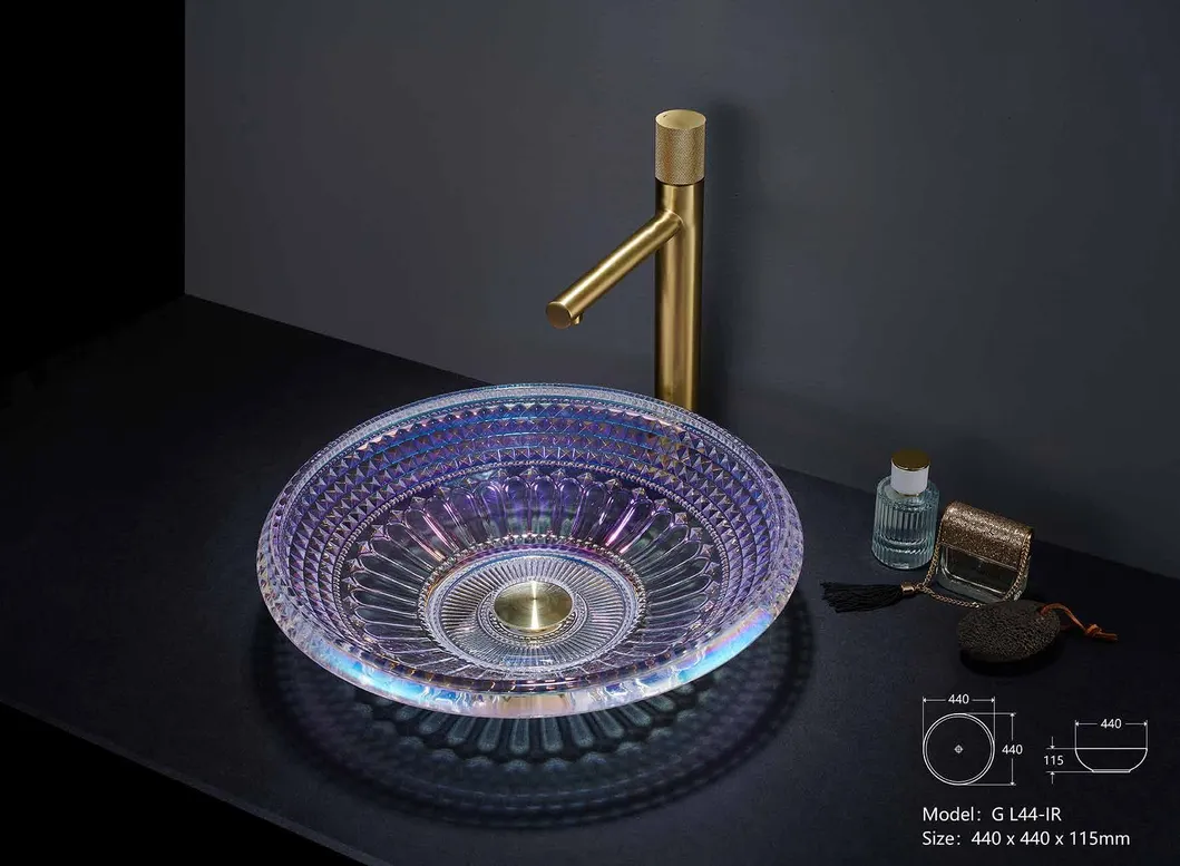 Hot Sale Luxury Decorative Modern Designs Tempered Bathroom Hand Art Wash Basin Glass Bowl Sink