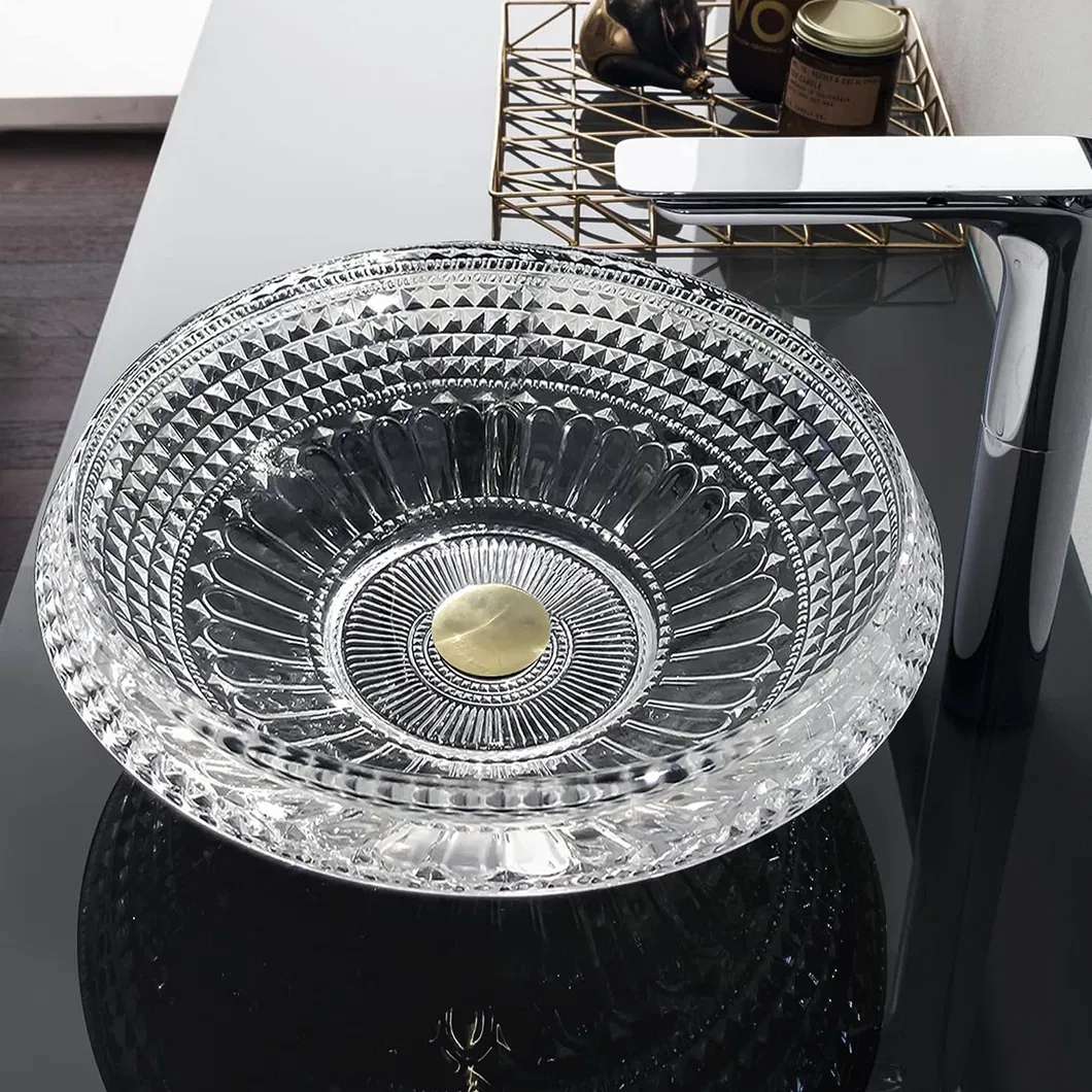 Hot Sale Luxury Decorative Modern Designs Tempered Bathroom Hand Art Wash Basin Glass Bowl Sink