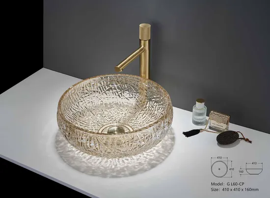 Hot Sale Luxury Decorative Modern Designs Tempered Bathroom Hand Art Wash Basin Glass Bowl Sink