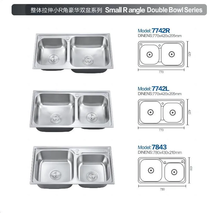Kitchenware Thickened Manual Farmhouse Basin Double Tank Stainless Steel Kitchen Wash Sink