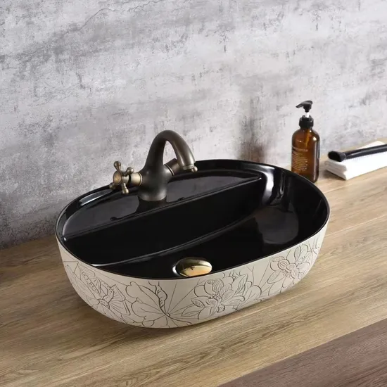 Sanitary Ware Bathroom Pedestal Art Sink Freestanding Wash Basin