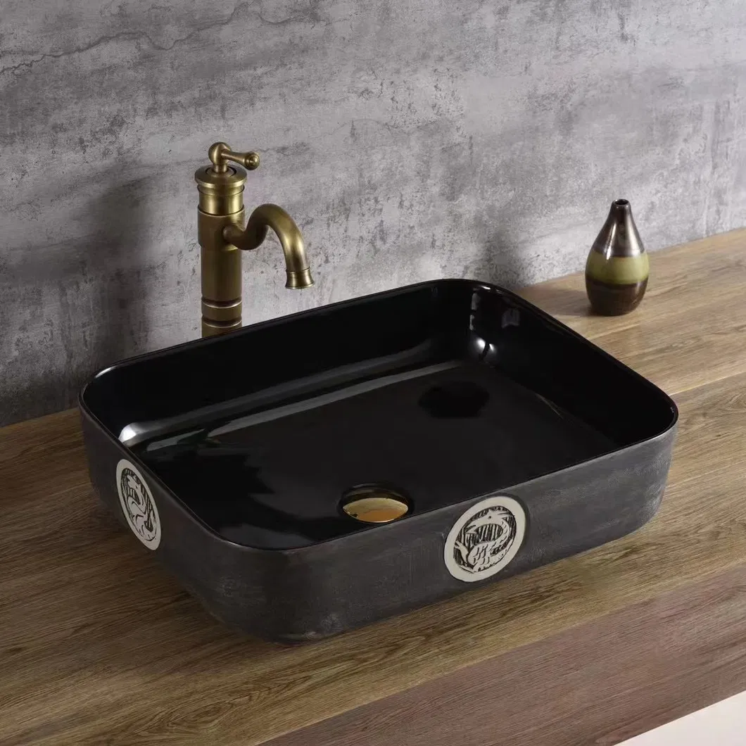 Ceramic Sanitary Ware Bathroom Sinks Round Shape Table Top Wash Basin for Hotel