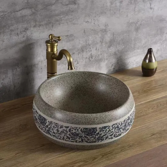 Ceramic Sanitary Ware Bathroom Sinks Round Shape Table Top Wash Basin for Hotel
