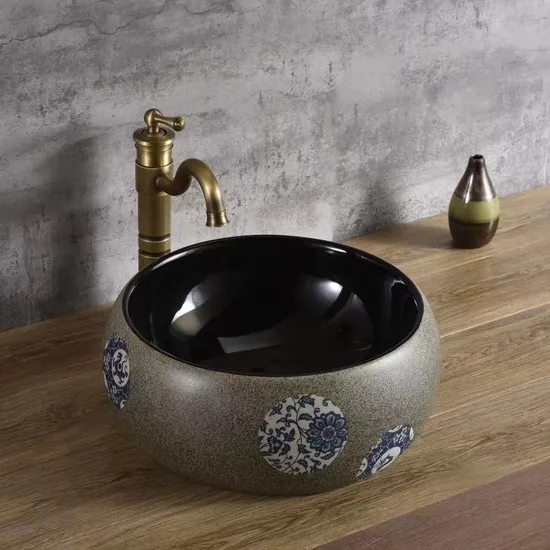 Sanitary Ware Bathroom Sinks Solid Surface Stone Dark Color Vanity Wash Basin
