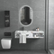 Luxury Marble Sanitary Ware Bathroom Vanity with LED Mirror New Design Rock Slate Bathroom Vanity Cabinet with Ceramic Basin and Towel Shelf