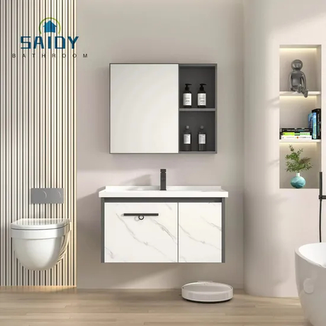 Furniture Washbasin Cabinet Bathroom Vanity PVC Cabinet Plywood Home Bathroom Bathroom Vanityproof Luxury Europe Modern Hotel 1002
