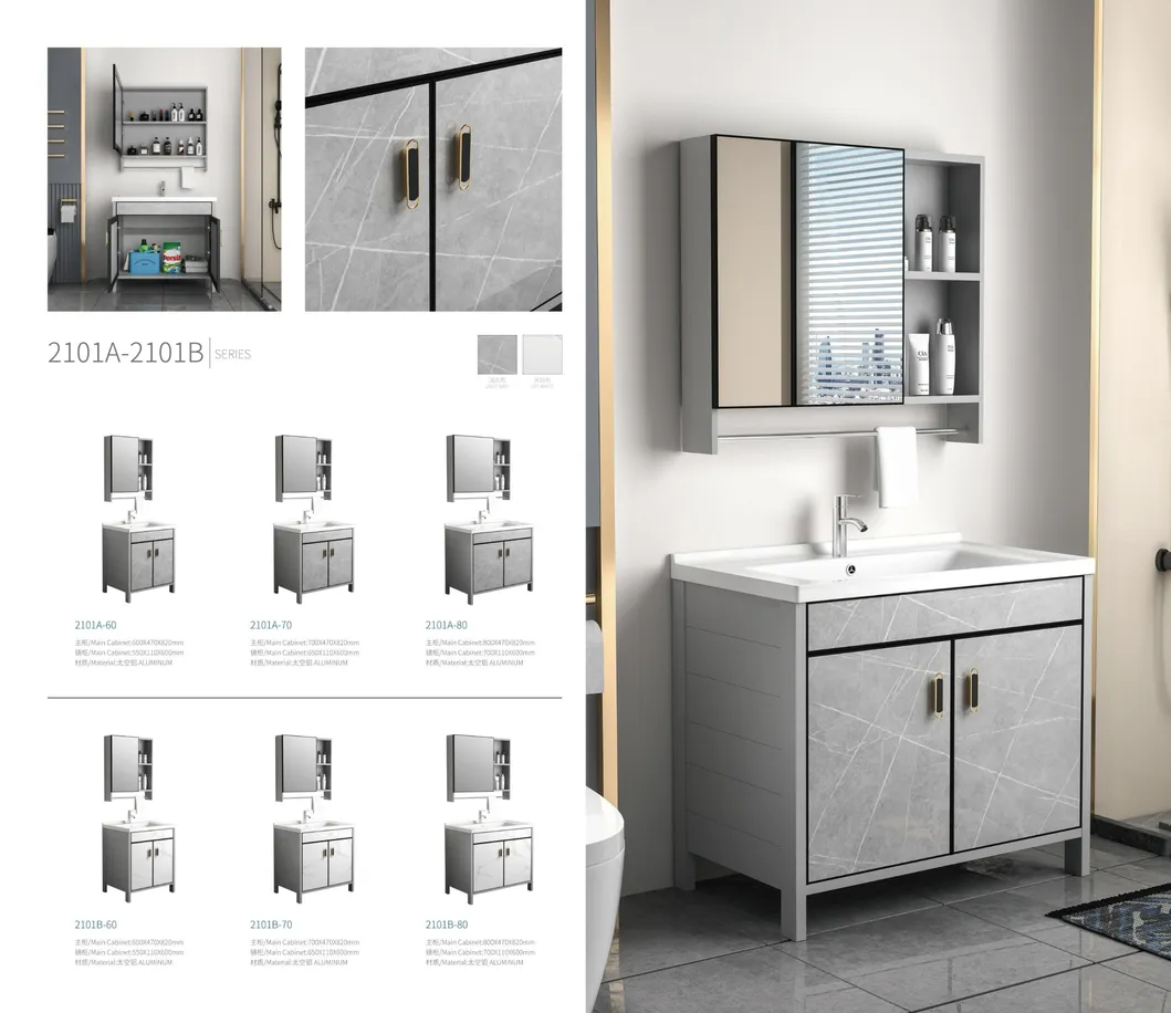 Modern Style Home Furniture Sanitary Ware Water Resistant Aluminum Cabinet Set Bathroom Vanity